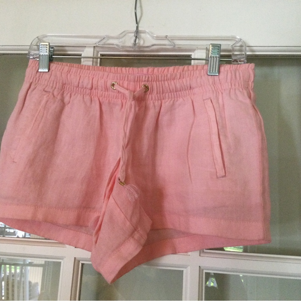 Lilly Pulitzer Pink Drawstring Linen-Blend Shorts